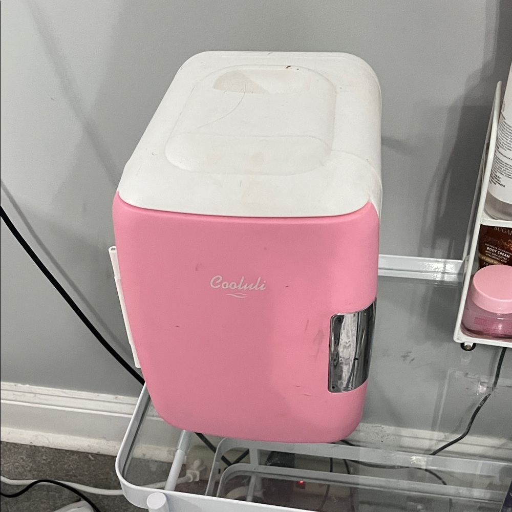 Cooluli Pink and White Mini Fridge